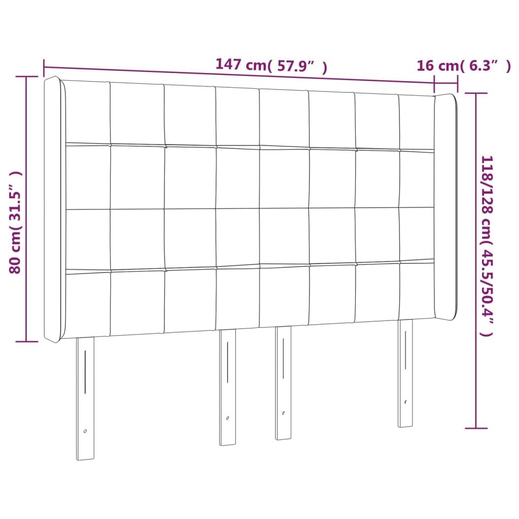 Pääty korvilla, pinkki, 147x16x118/128cm, sametti hinta ja tiedot | Sängyt | hobbyhall.fi