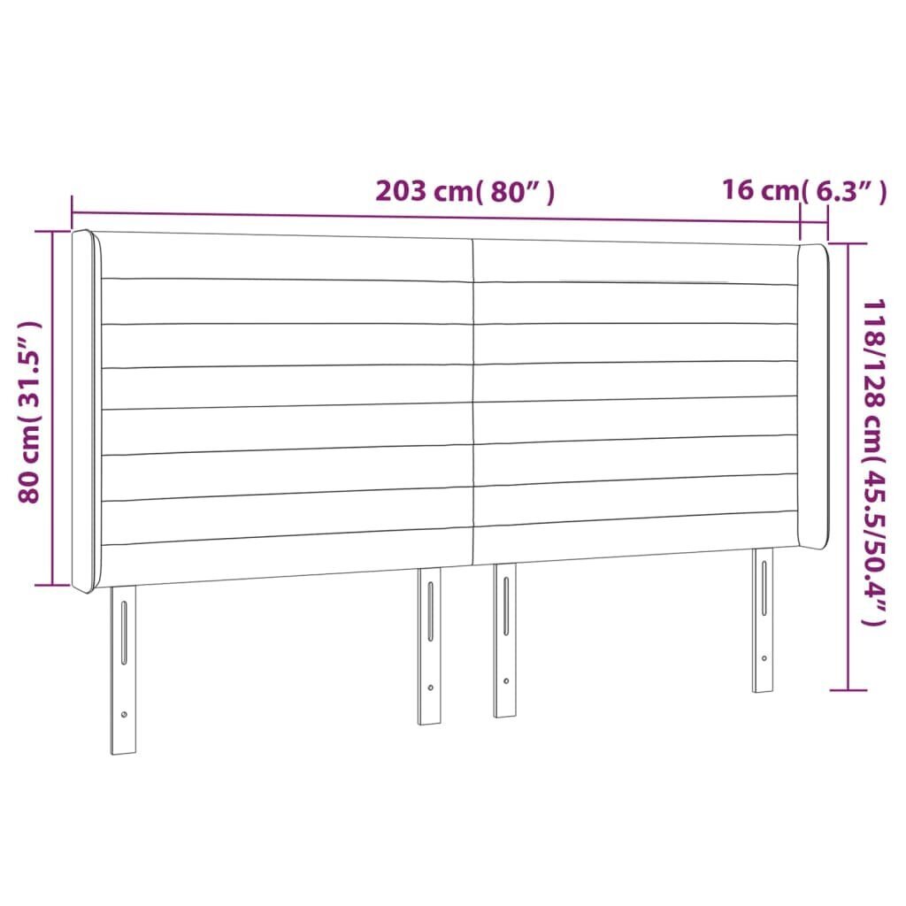 Pääty korvilla, pinkki, 203x16x118/128cm, sametti hinta ja tiedot | Sängyt | hobbyhall.fi