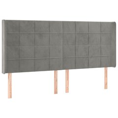 Pääty LEDillä, vaaleanharmaa, 163x16x118/128cm, sametti hinta ja tiedot | Sängyt | hobbyhall.fi