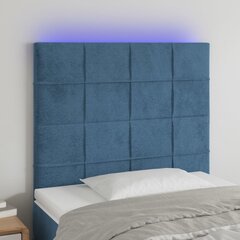 Pääty LEDillä, tummansininen 90x5x118/128cm, samettia hinta ja tiedot | Sängyt | hobbyhall.fi