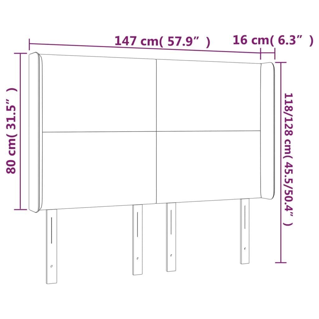 Pääty LEDillä, vaaleanharmaa, 147x16x118/128cm, sametti hinta ja tiedot | Sängyt | hobbyhall.fi