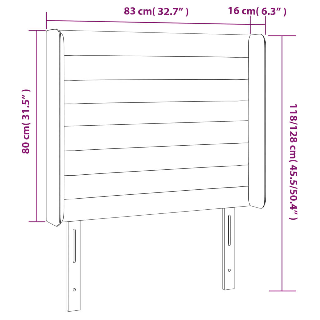 Pääty LEDillä, vaaleanharmaa, 83x16x118/128cm hinta ja tiedot | Sängyt | hobbyhall.fi