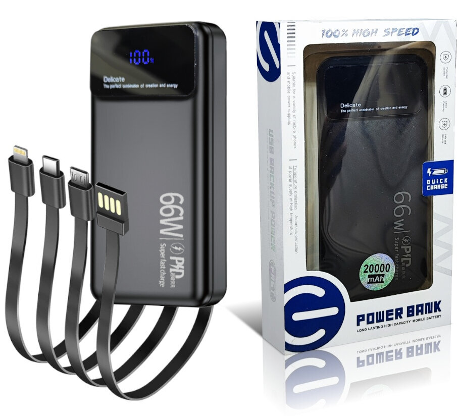 Varavirtalähde 20000 mAh Mi Turbo Charge 66W USB-C Lightning MicroUSB hinta ja tiedot | Varavirtalähteet | hobbyhall.fi