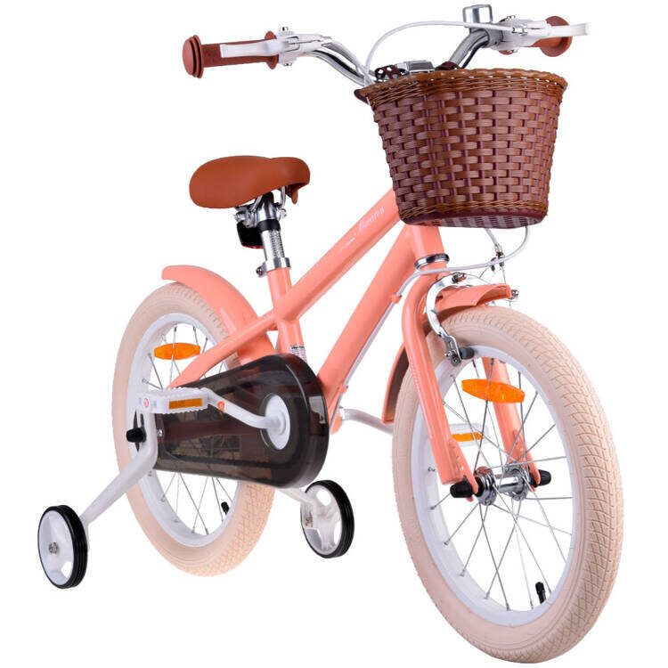 Lasten polkupyörä 16" Macaron, jossa on lisäpyörä, vaaleanpunainen, Royal Baby hinta ja tiedot | Kolmipyörät | hobbyhall.fi