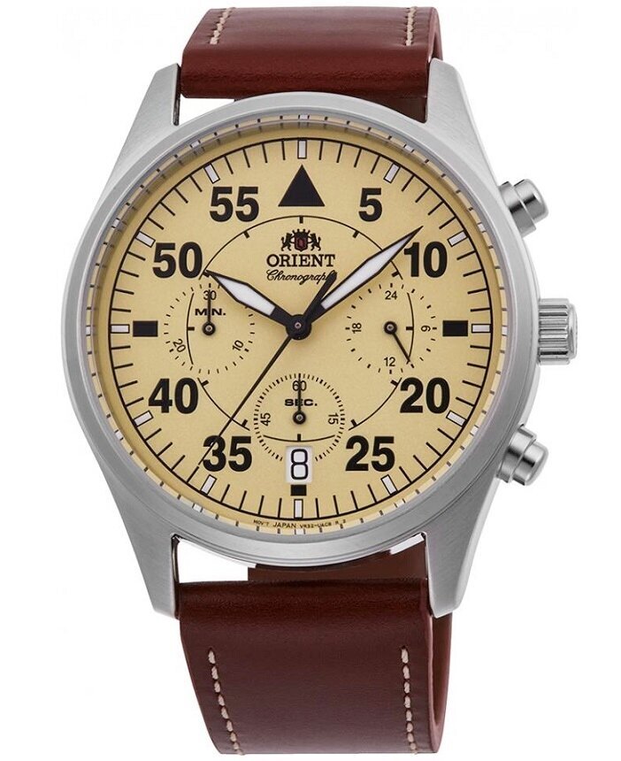 Miesten kello Orient Sports Chrono Leather Beige hinta ja tiedot | Miesten kellot | hobbyhall.fi