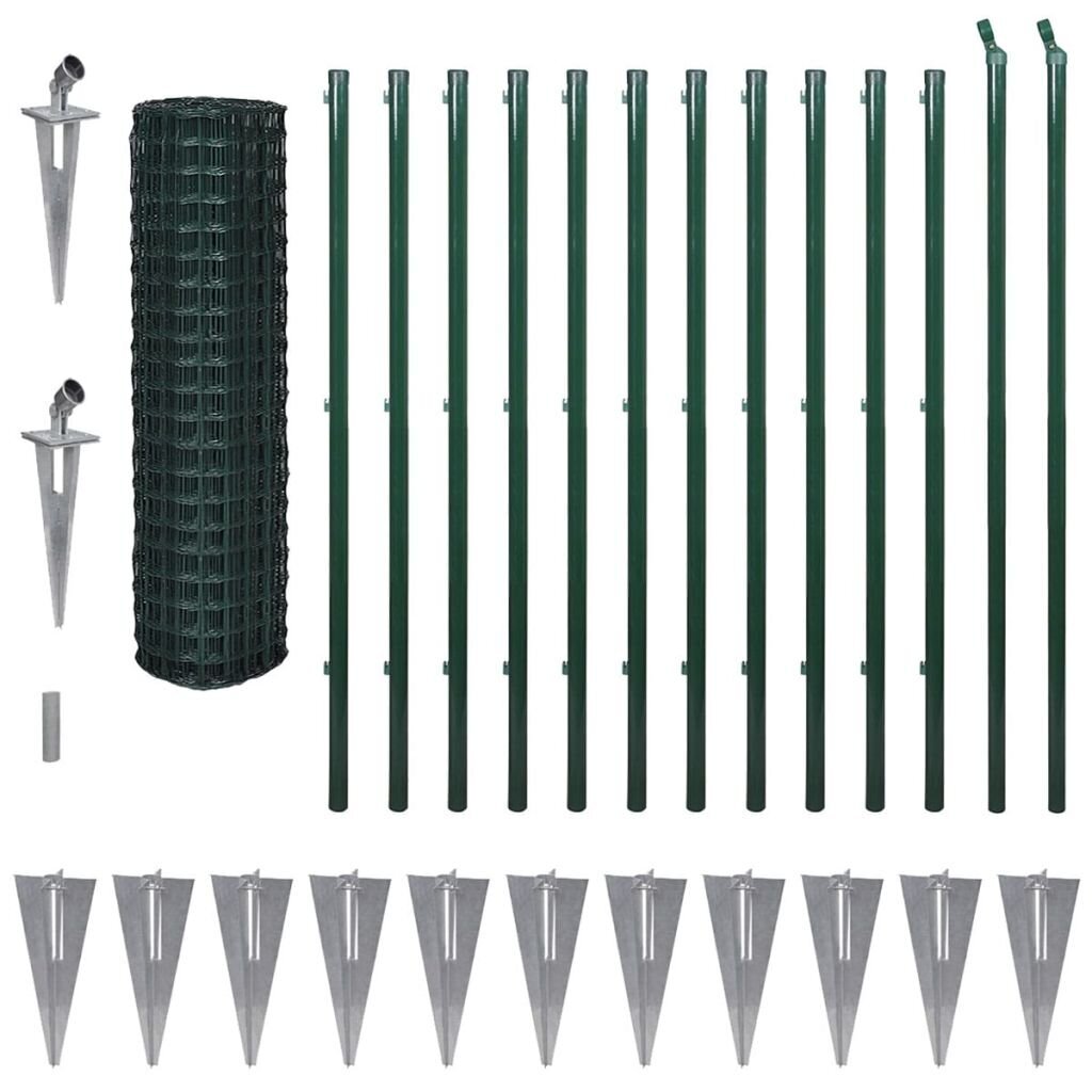 Euro-aitasarja piikkeillä, 25x1,5 m, teräs, vihreä hinta ja tiedot | Aidat ja tarvikkeet | hobbyhall.fi