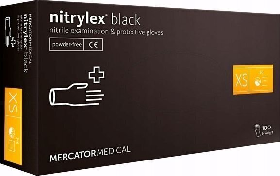 Mustat nitriilikäsineet Mercator Nitrylex Black, 100 kpl hinta ja tiedot | Työkäsineet | hobbyhall.fi