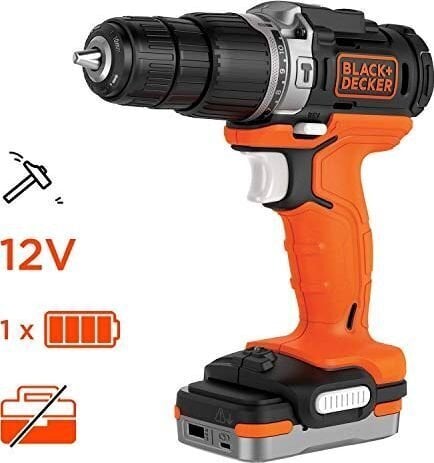 Akkukäyttöinen iskuporakone Black&Decker BDCHD12S1-XJ hinta ja tiedot | Akkuporakoneet ja ruuvinvääntimet | hobbyhall.fi