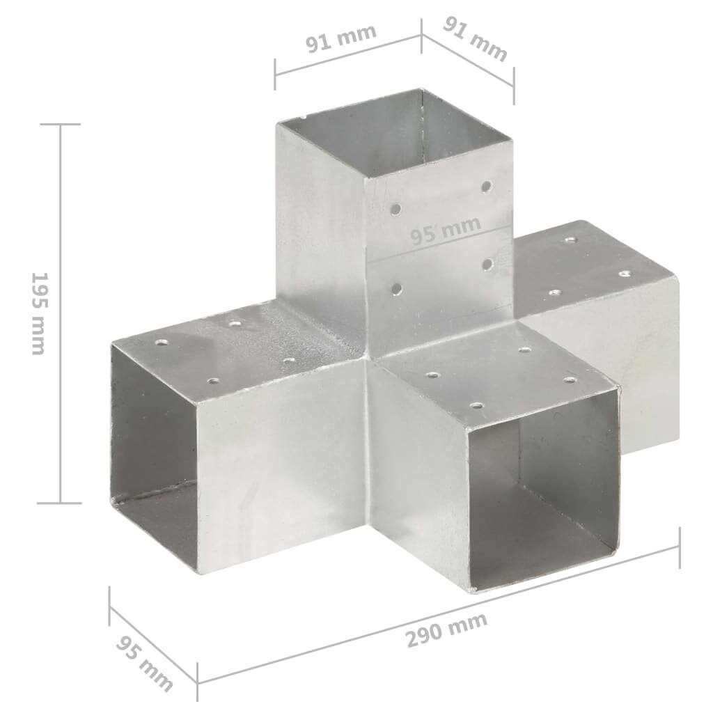 Napaliitos, 91x91mm, galvanoitu metalli, X-muotoinen hinta ja tiedot | Aidat ja tarvikkeet | hobbyhall.fi