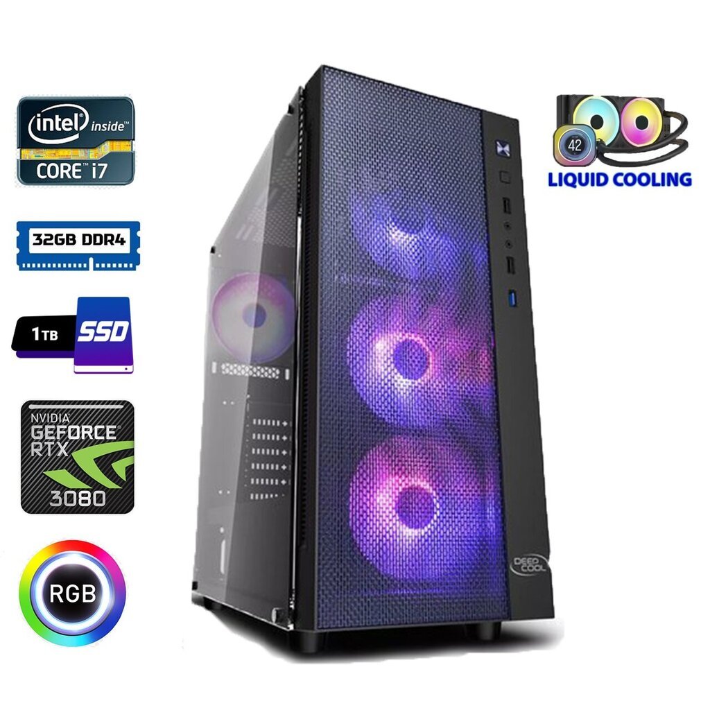 Moonpoint Gaming i7-12700F 32GB 1TB M.2 NVMe+2TB HDD RTX3080 hinta ja tiedot | Pöytätietokoneet | hobbyhall.fi