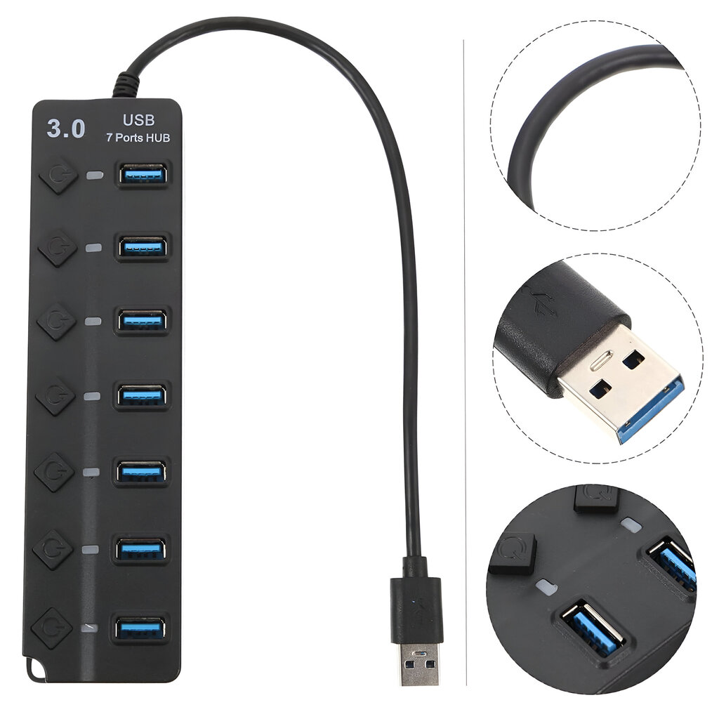 USB 3.0 -keskitin 7 portilla LIVMAN HC433B hinta ja tiedot | Adapterit | hobbyhall.fi