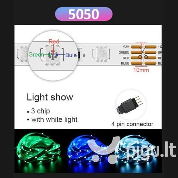 Smart LED-nauha 5050 RGB Bluetooth, 10 m hinta ja tiedot | LED-valonauhat | hobbyhall.fi