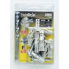 6mm Cobra Grey Triple Grip, 8 kpl, universaali seinäkiinnitys kipsilevyyn ja muuraukseen hinta ja tiedot | Kiinnitystarvikkeet | hobbyhall.fi