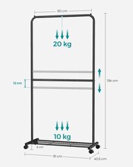 Pyykkiteline Songmics, musta hinta ja tiedot | Naulakot | hobbyhall.fi