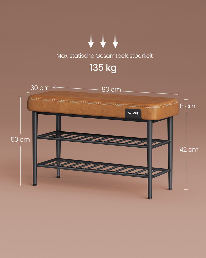 Eteisen tuoli Songmics, 50 x 80 x 30 cm, ruskea hinta ja tiedot | Eteisen lipastot | hobbyhall.fi