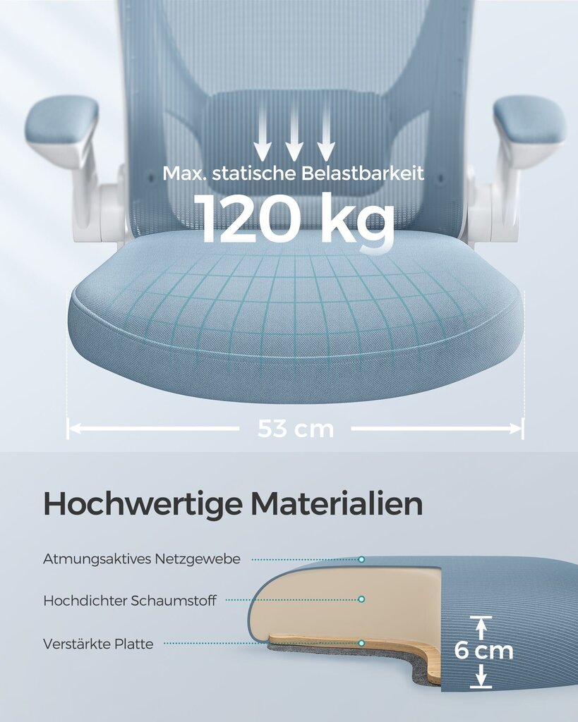 Työtuoli Songmics, 64 x 64 x 107 cm, sininen hinta ja tiedot | Toimistotuolit | hobbyhall.fi
