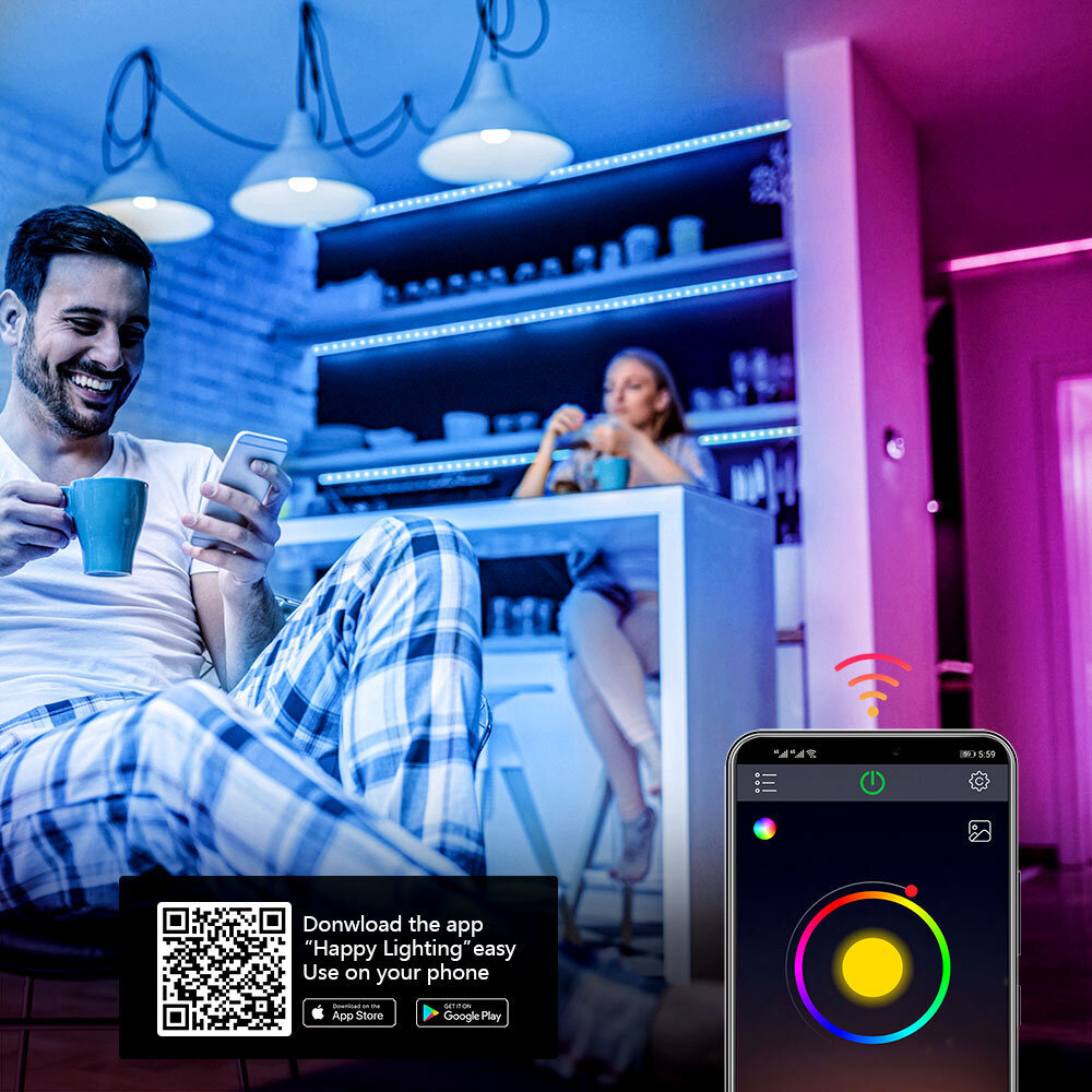 Smart LED-nauha 5050 RGB Bluetooth, 10 m hinta ja tiedot | LED-valonauhat | hobbyhall.fi