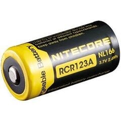 Nitecore AKKU RECH. 650MAH 3.7V/RCR123 NL166 NITECORE hinta ja tiedot | Paristot | hobbyhall.fi