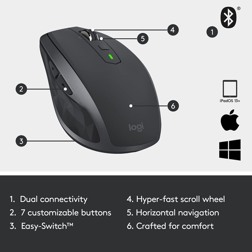 Logitech MX Anywhere 2S, harmaa hinta ja tiedot | Hiiret | hobbyhall.fi