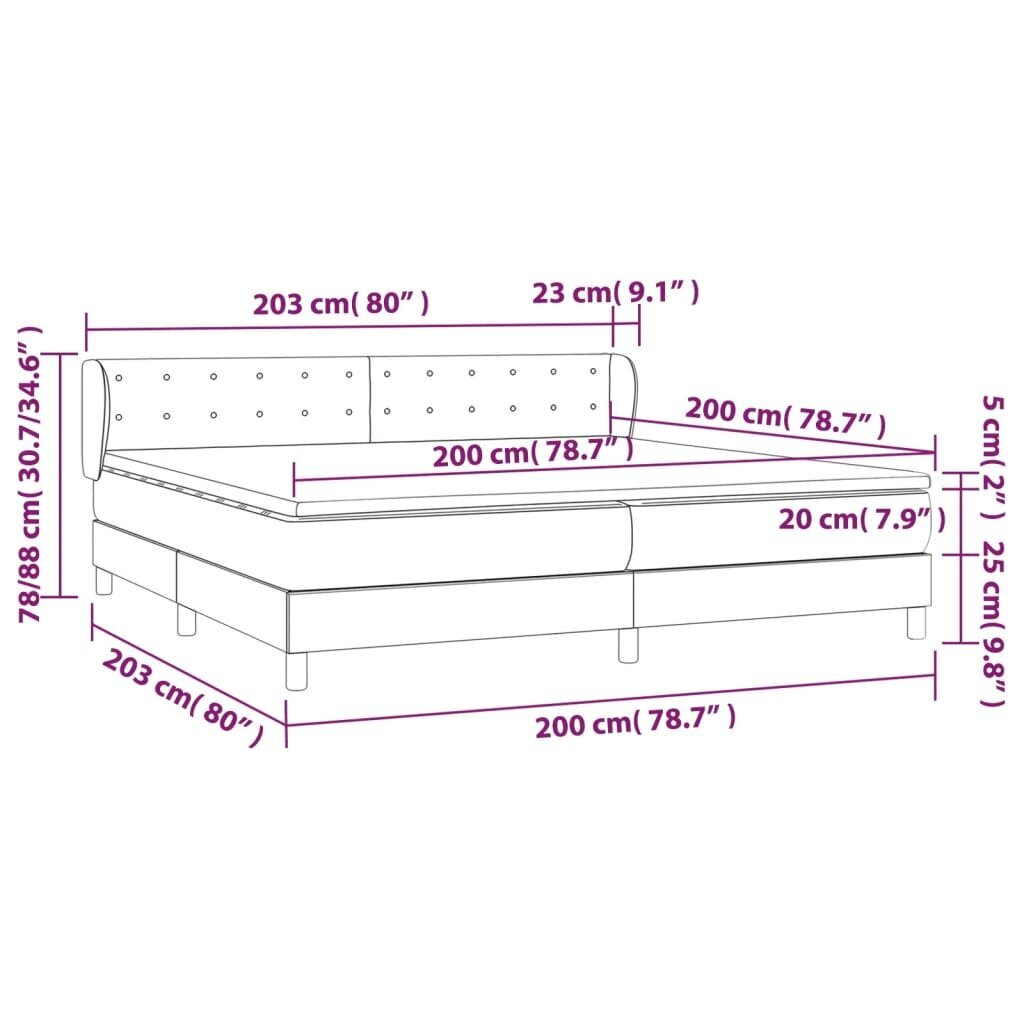 vidaXL Sänky jousilla ja patjalla, ruskea, 200x200 cm, kangas hinta ja tiedot | Sängyt | hobbyhall.fi