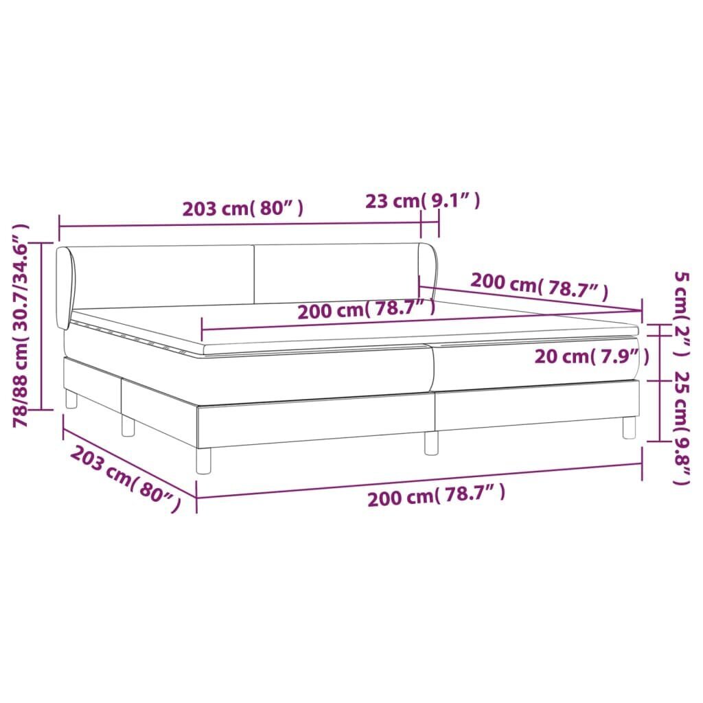 vidaXL Joustinpatjasänky, tummanharmaa, 200x200 cm hinta ja tiedot | Sängyt | hobbyhall.fi