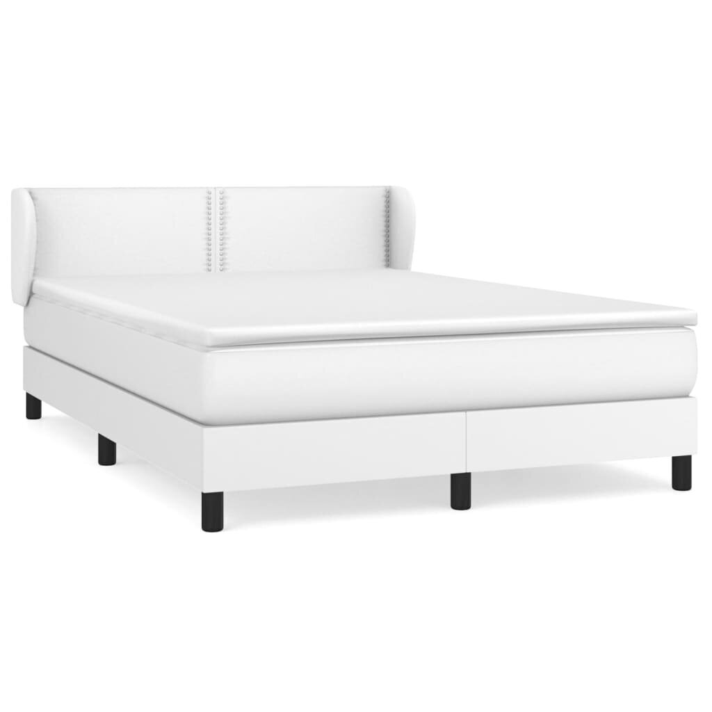 Sänky jousilla ja patjalla vidaXL, valkoinen, 140x190 cm., keinonahkaa hinta ja tiedot | Sängyt | hobbyhall.fi