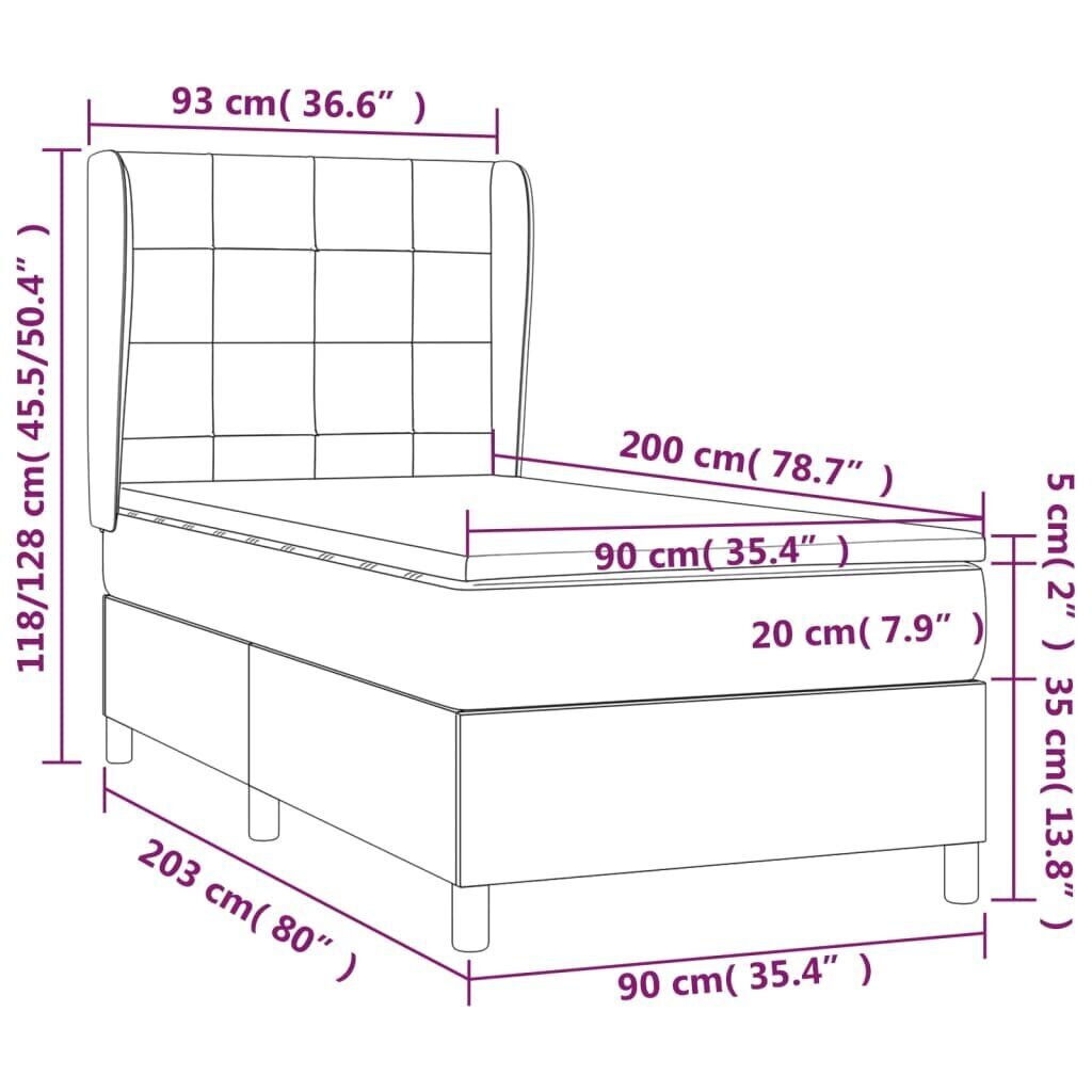 Sänky vidaXL, 90x200 cm, ruskea hinta ja tiedot | Sängyt | hobbyhall.fi