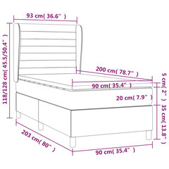 vidaXL Sänky jousilla ja patjalla, tummanharmaa, 90x200 cm hinta ja tiedot | Sängyt | hobbyhall.fi