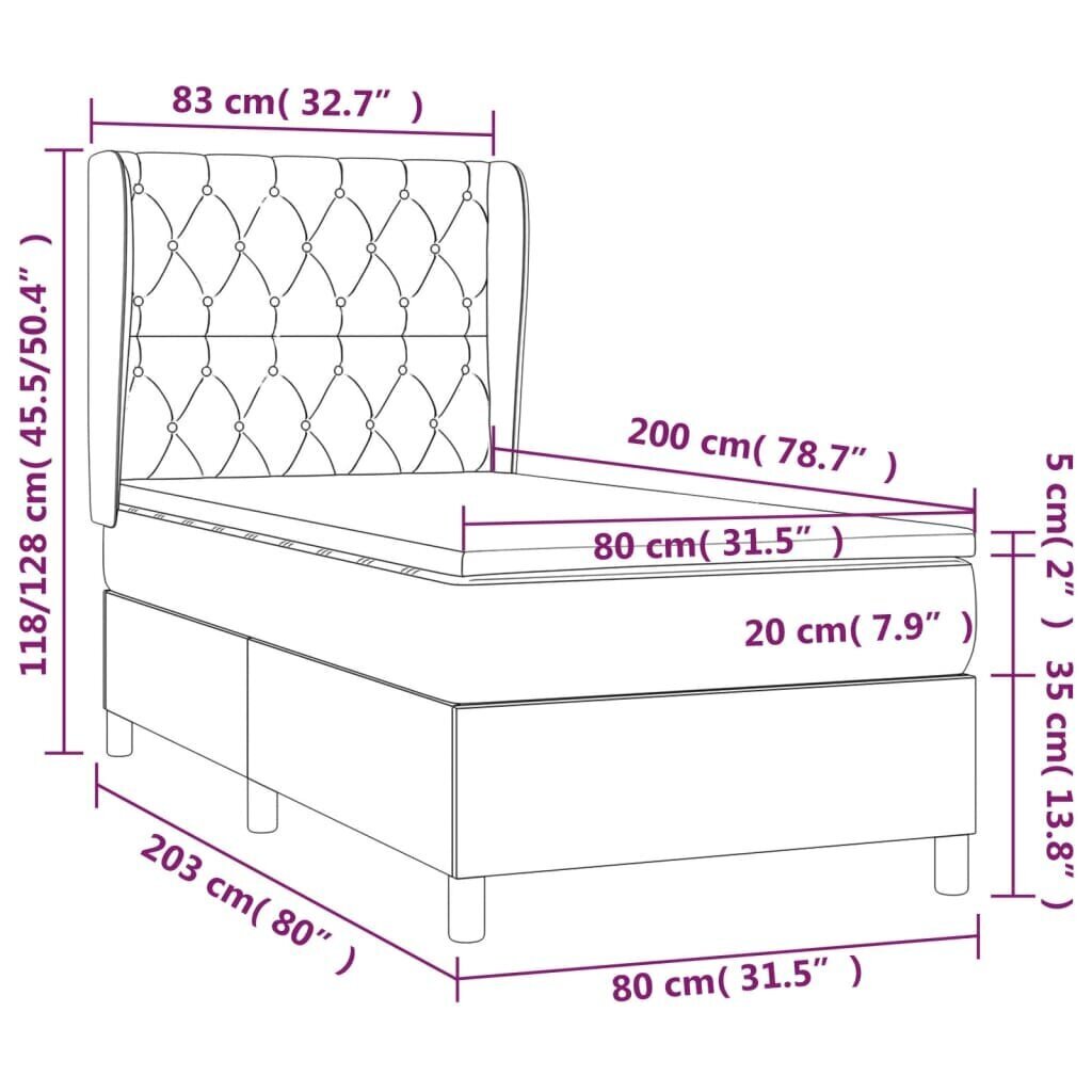 Sänky vidaXL, 80x200 cm hinta ja tiedot | Sängyt | hobbyhall.fi