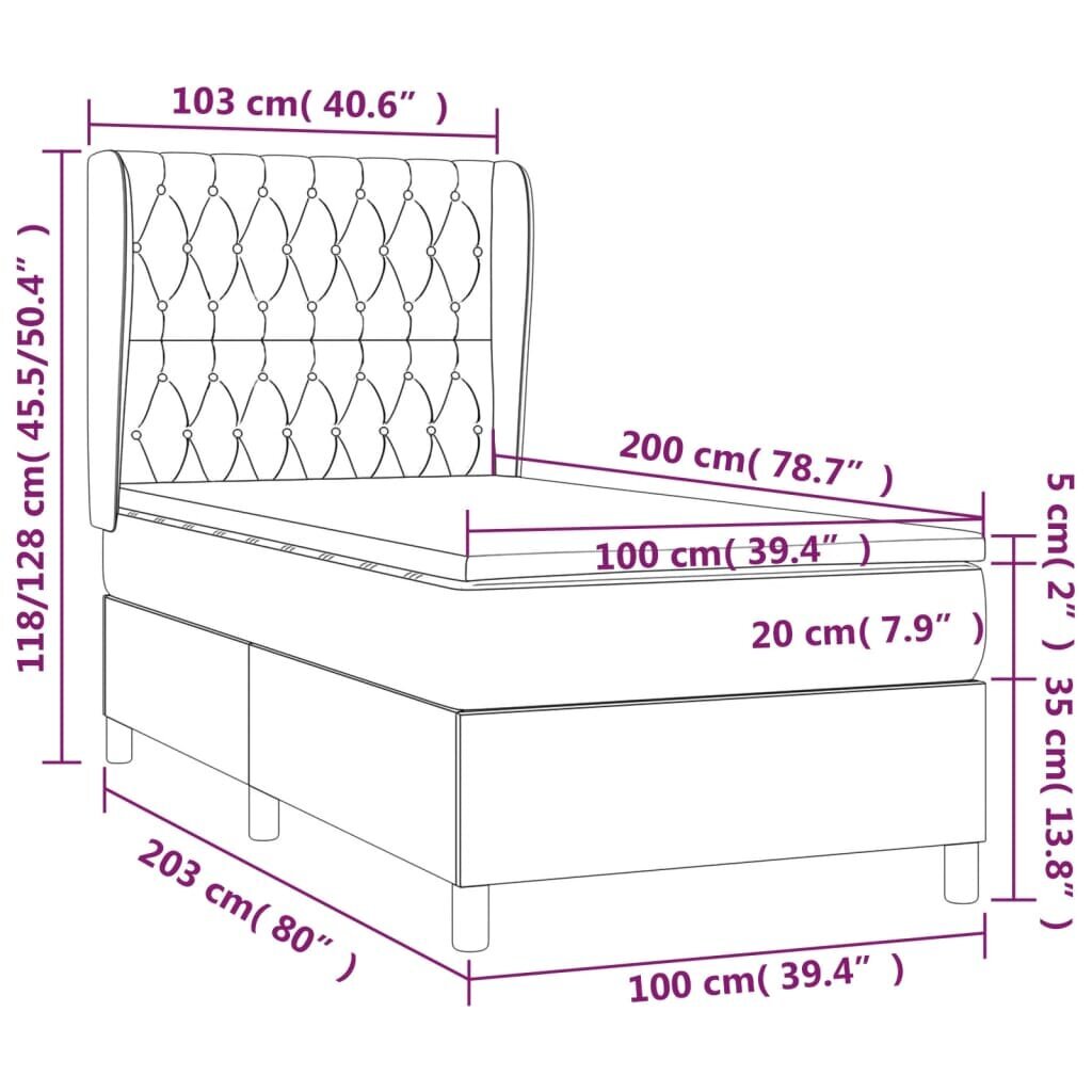 vidaXL Sänky jousilla ja patjalla, musta, 100x200cm, kangas hinta ja tiedot | Sängyt | hobbyhall.fi