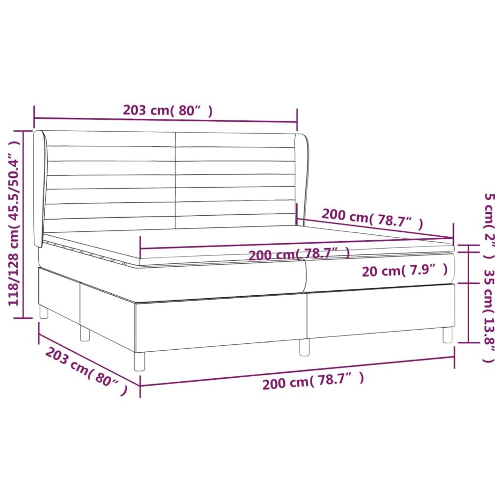 vidaXL Sänky jousilla ja patjalla, pinkki, 200x200 cm, sametti hinta ja tiedot | Sängyt | hobbyhall.fi