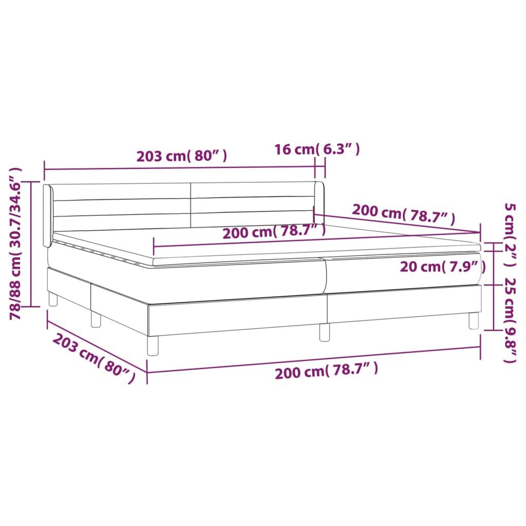 vidaXL Sänky jousilla ja patjalla, sininen, 200x200 cm, kangas hinta ja tiedot | Sängyt | hobbyhall.fi