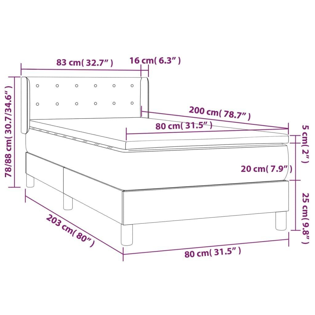 Sänky vidaXL, 80x200 cm, ruskea hinta ja tiedot | Sängyt | hobbyhall.fi