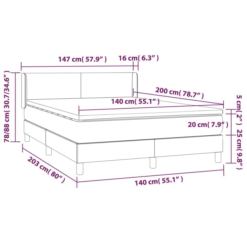 Sänky vidaXL, musta, 140 x 200 cm hinta ja tiedot | Sängyt | hobbyhall.fi