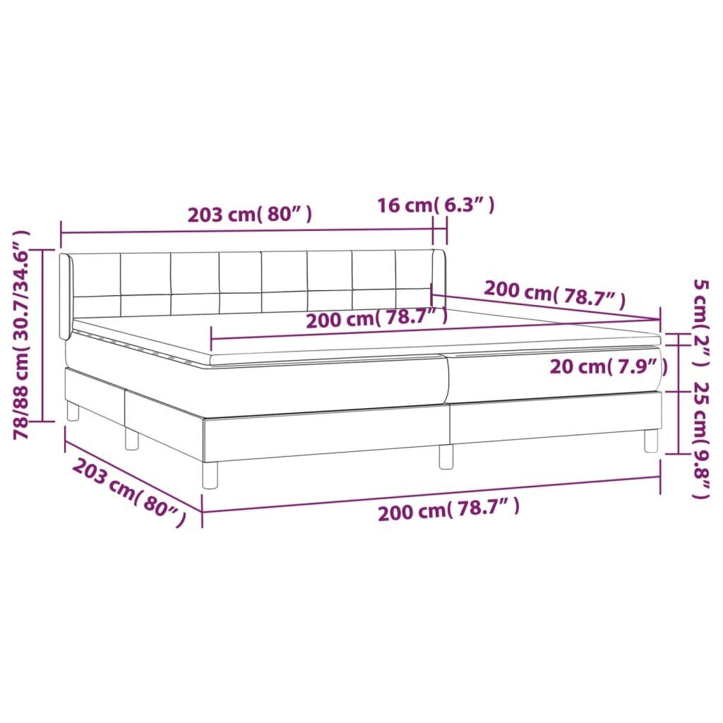 Sänky patjalla vidaXL 200x200 cm, musta hinta ja tiedot | Sängyt | hobbyhall.fi