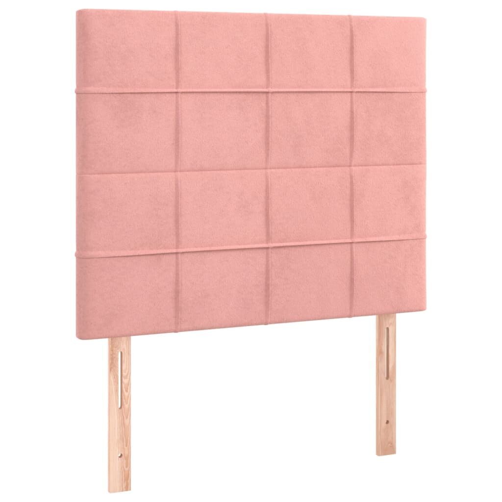 vidaXL Box jousisänky patjalla, pinkki, 90x200 cm, sametti hinta ja tiedot | Sängyt | hobbyhall.fi