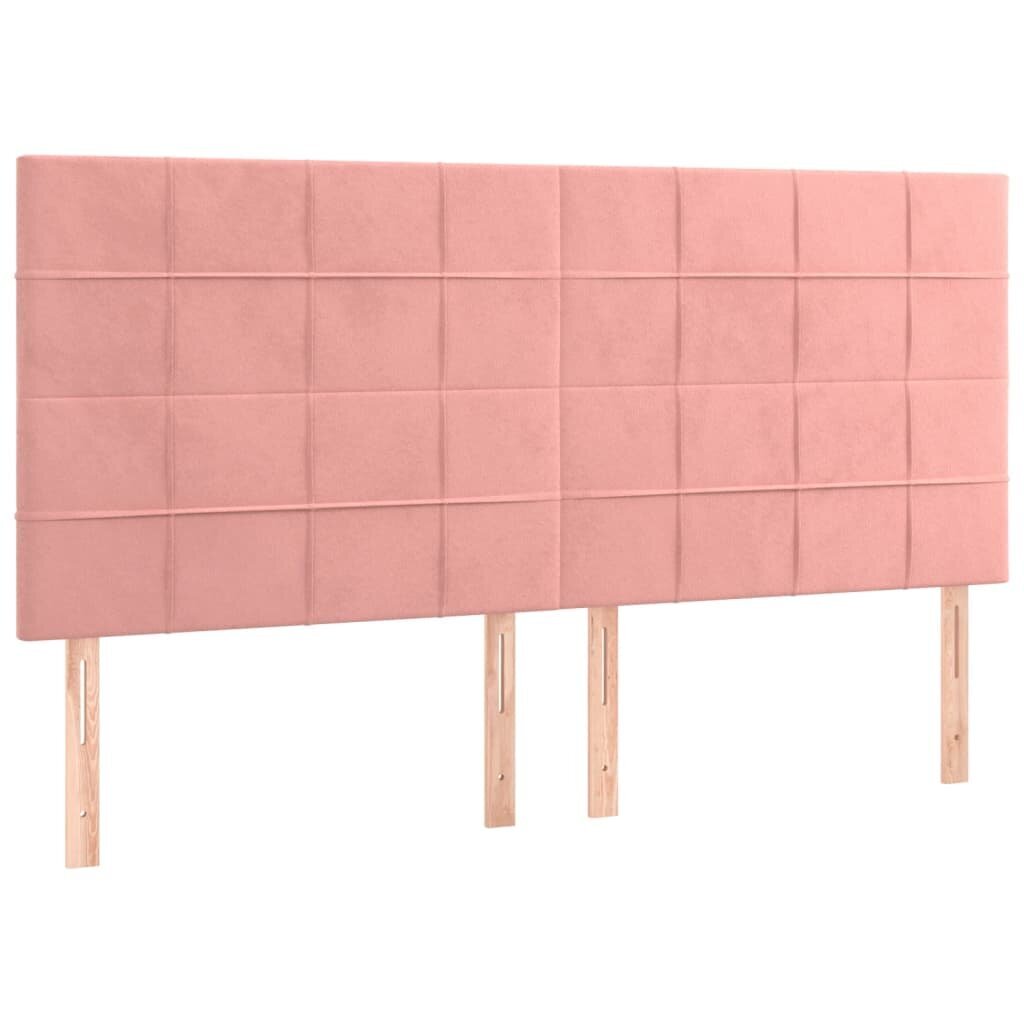 vidaXL Box jousisänky patjalla, pinkki, 160x200 cm, sametti hinta ja tiedot | Sängyt | hobbyhall.fi