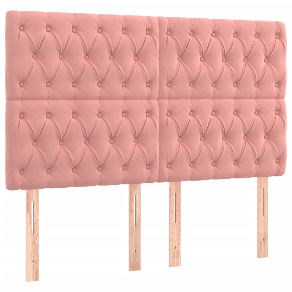 Sänky jousilla ja patjalla vidaXL, Velvet, 140x190 cm, pinkki hinta ja tiedot | Sängyt | hobbyhall.fi