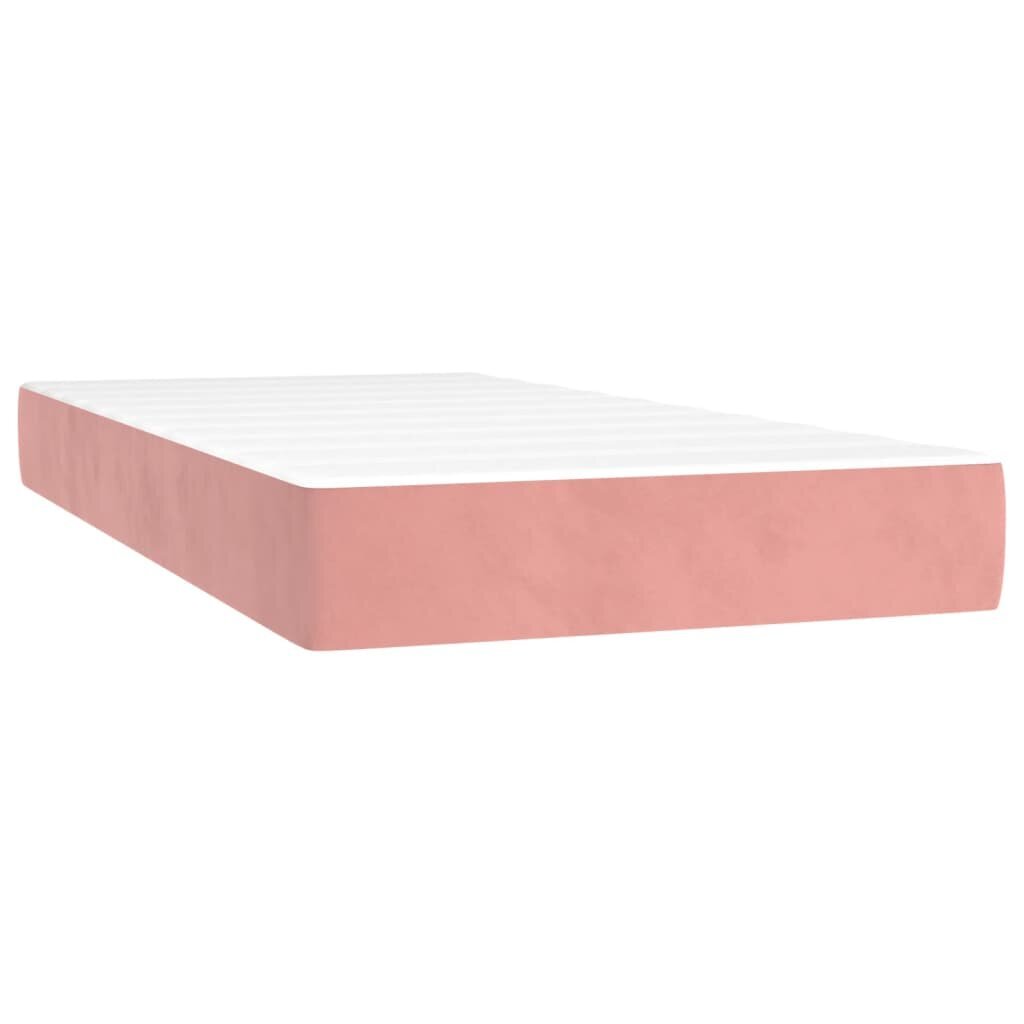 vidaXL Box jousisänky patjalla, pinkki, 90x190 cm, sametti hinta ja tiedot | Sängyt | hobbyhall.fi