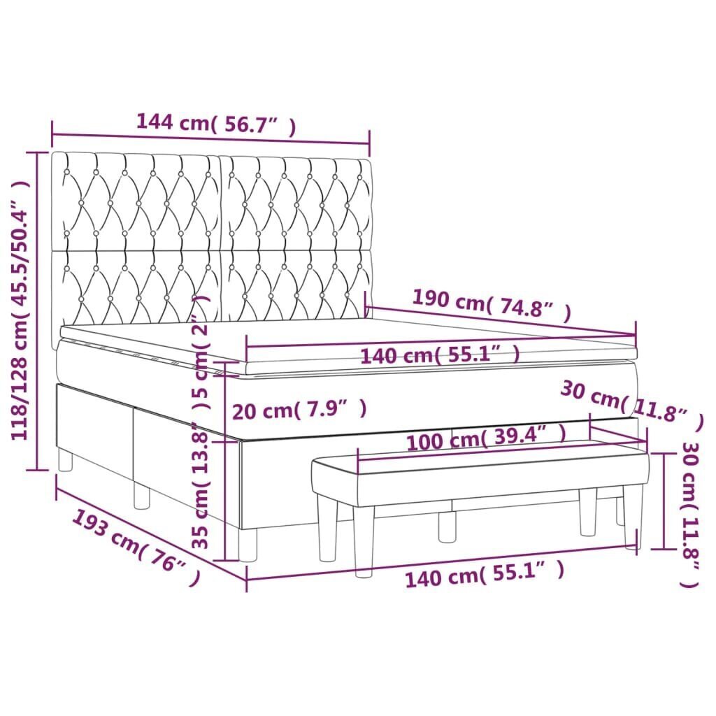 Sänky vidaXL, musta, 140 x 190 cm hinta ja tiedot | Sängyt | hobbyhall.fi