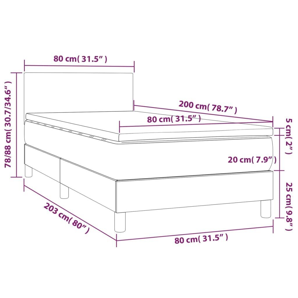 Sänky vidaXL, 80x200 cm hinta ja tiedot | Sängyt | hobbyhall.fi