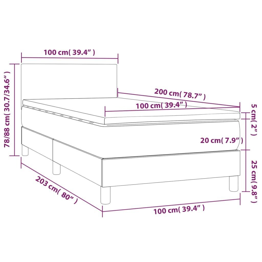 Sänky VidaXL, 100x200cm, kerma hinta ja tiedot | Sängyt | hobbyhall.fi