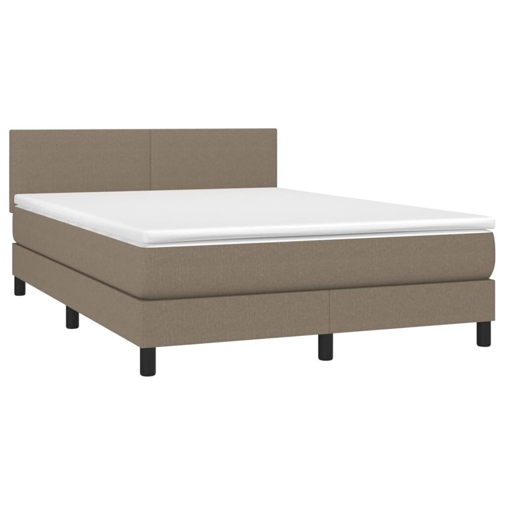 Sänky jousilla ja patjalla vidaXL, 140x190 cm, beige hinta ja tiedot | Sängyt | hobbyhall.fi