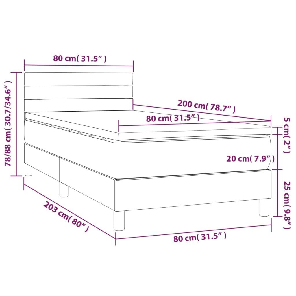 Sänky vidaXL, 80x200 cm hinta ja tiedot | Sängyt | hobbyhall.fi