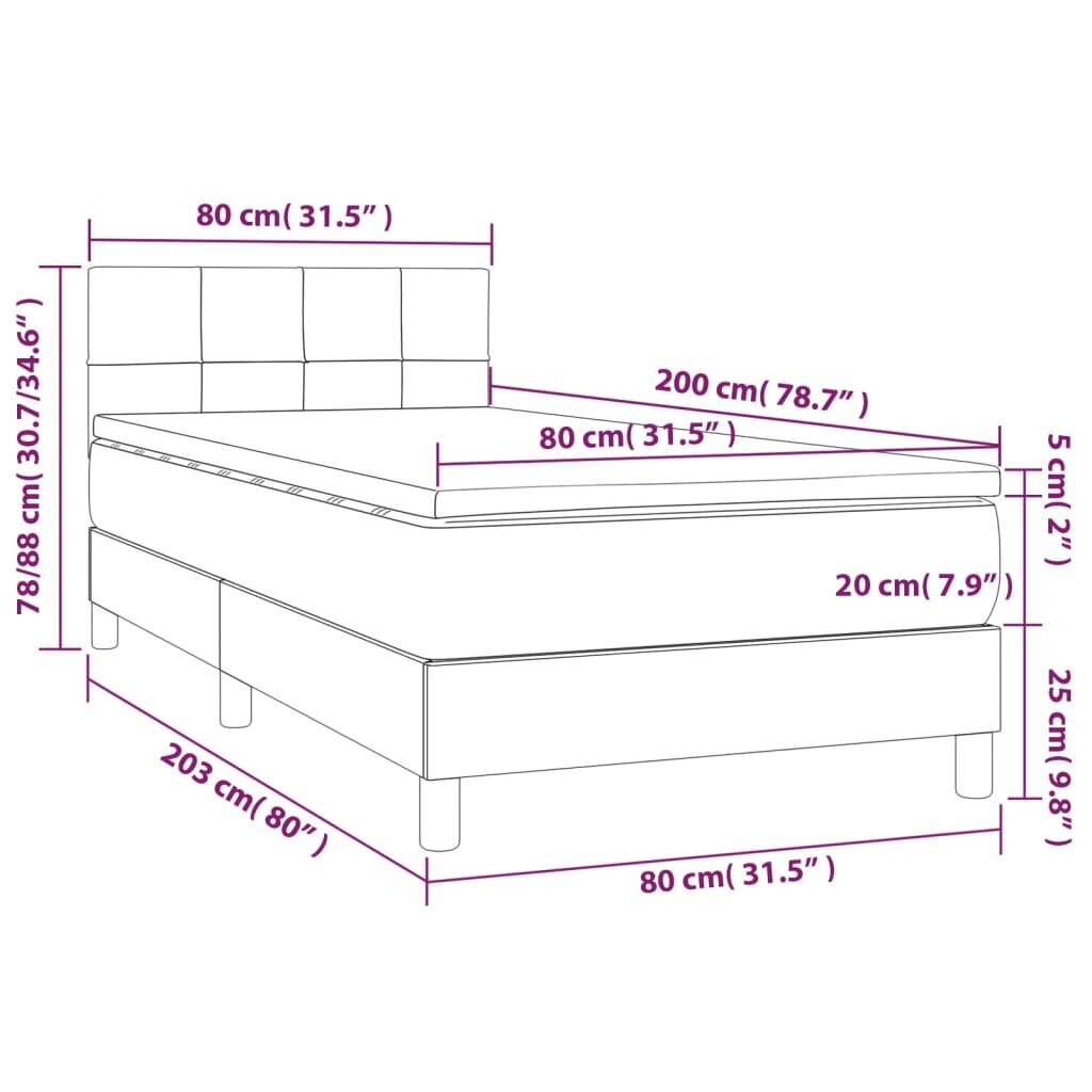 vidaXL Sänky jousilla ja patjalla, sininen, 120x200 cm, kangas hinta ja tiedot | Sängyt | hobbyhall.fi