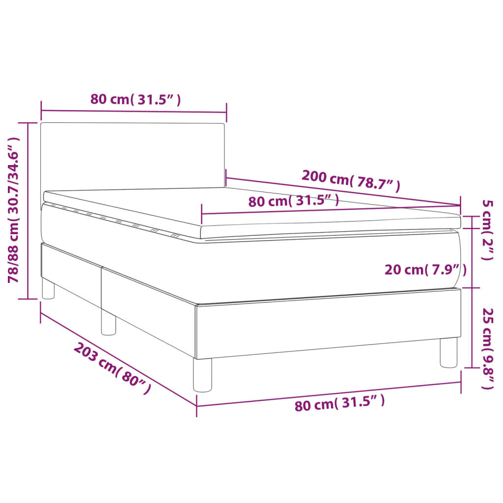 Sänky vidaXL, 80x200 cm, pinkki hinta ja tiedot | Sängyt | hobbyhall.fi