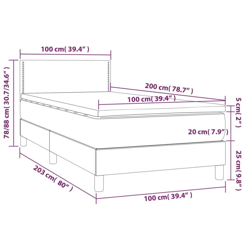 Sänky vidaXL, 100x200 cm, sininen hinta ja tiedot | Sängyt | hobbyhall.fi