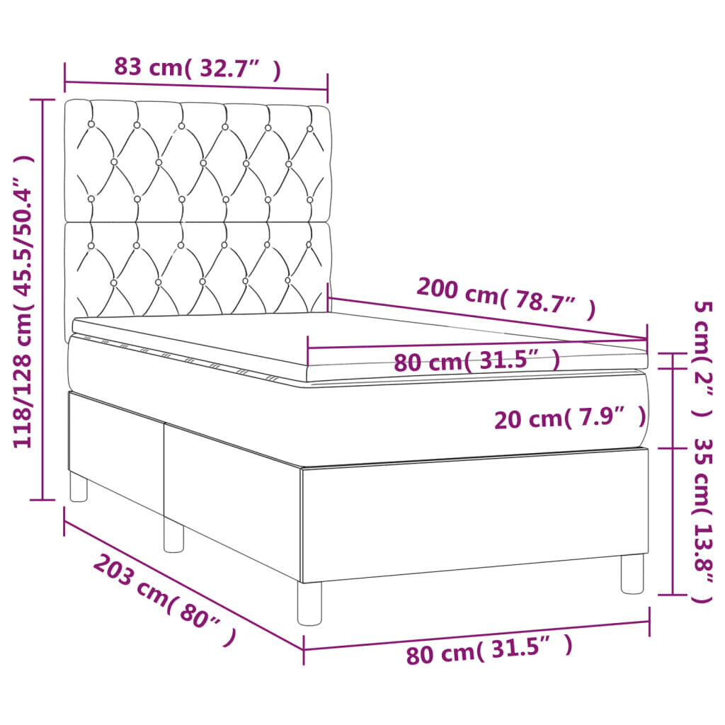 Sänky vidaXL, sininen, 120x200 cm hinta ja tiedot | Sängyt | hobbyhall.fi