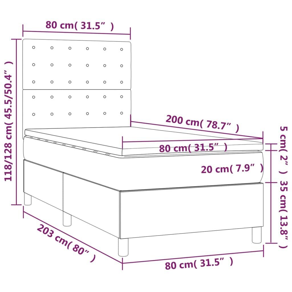 Sänky vidaXL, 80x200 cm hinta ja tiedot | Sängyt | hobbyhall.fi