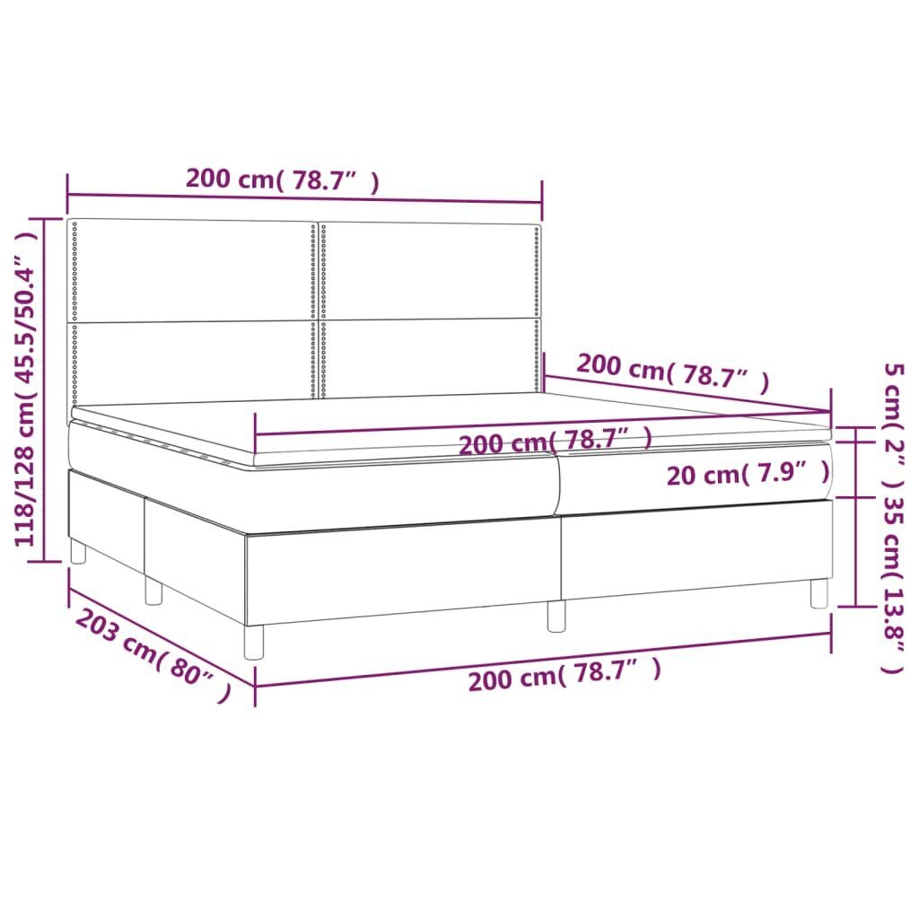 Sänky jousilla ja patjalla vidaXL, Kangas, 200x200 cm, kermanvärinen hinta ja tiedot | Sängyt | hobbyhall.fi